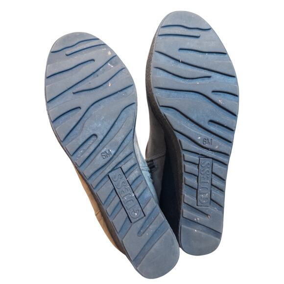 Vintage Y2K Guess Quilted Faux Suede Wedge Faux Fur Lined Buckle Wedge Boots 6 - Picture 7 of 10